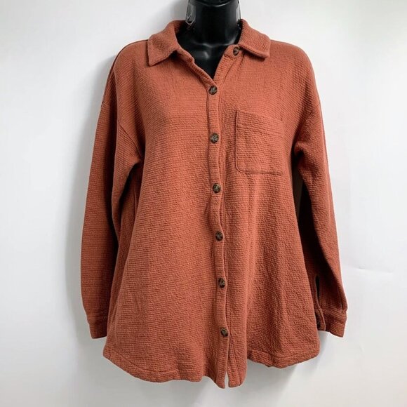 Madewell Women's Textural Waffle Cotton Knit Button Up Shirt-Jacket Size S - Picture 1 of 11